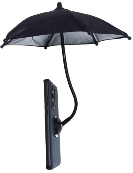 Magnetische telefoon parasol zwart - Geleverd met extra magneet ring - Telefoon paraplu - Zonnescherm telefoon - Hitte bescherming telefoon