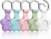 Bol.com Siliconen hoes beschermhoes met sleutelhanger voor Apple AirTag - Bloemenvorm - 5 stuks 5 kleuren aanbieding