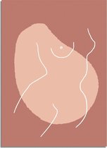 DesignClaud Vrouw lichaam contouren - Grafische poster A4 + fotolijst wit