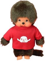 Monchhichi knuffelpop Jongen met T-shirt Rood - 20 cm