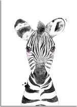 DesignClaud Zebra Kinderkamerposter A3 + Fotolijst wit