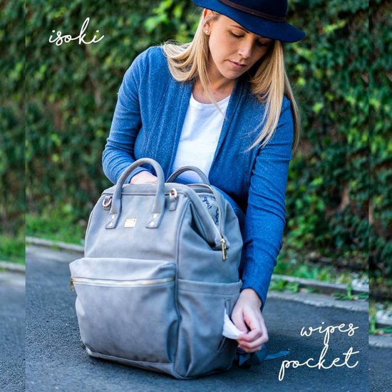Isoki Luiertas Byron Backpack - Toorak Stone Grey Grijs — afbeelding 5