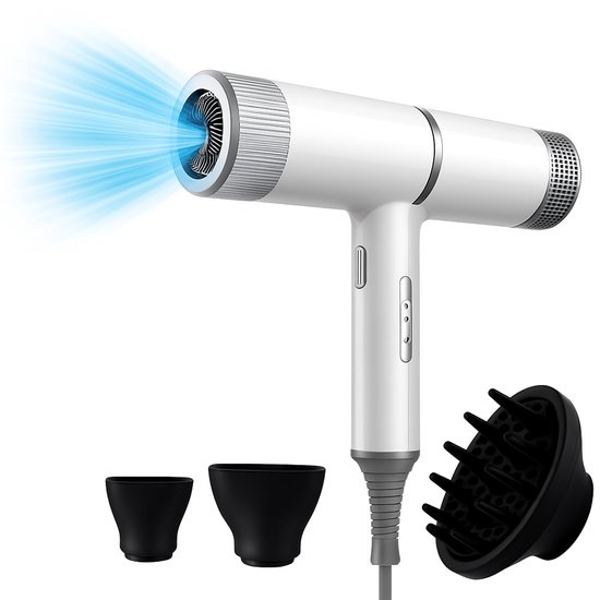 BlowSense T-Power - Föhn met diffuser - Ionentechnologie - Stil/Krachtig/Effectief - Haardroger - Wit - 2025 model