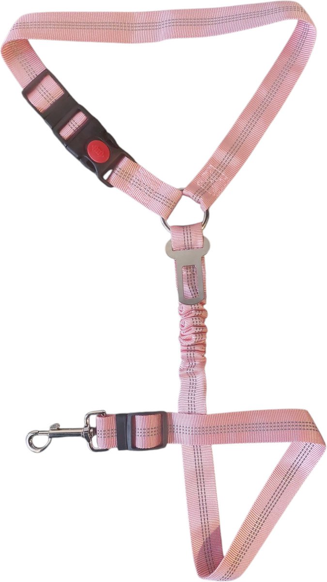 Rieba® Autogordel Hond - Hondengordel - Hondenriem - Riem Hond - Honden autogordel - Veiligheidsgordel Hond - Autoriem Hond - Roze