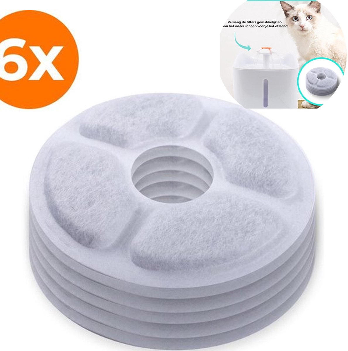 (6stuks) Huisdier Fontein Filters-Kat Water Fontein-Kat Water Dispenser Filters Huisdier Fontein Accessoires-12.5*12.5cm-Drinkfontein filters-Konijnen-Drinkfomtein-Filter-Filters Van-Klein-Voor Katten En Honden-Drinkfontein Kat-Drinkfontein Hond