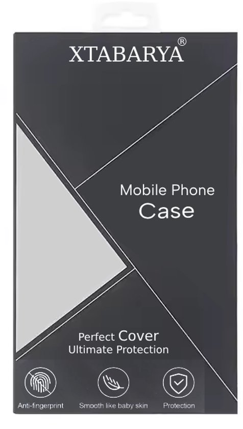 Verpakking voor Xtabarya telefoonhoesje met tekst 'Perfect Cover Ultimate Protection'.
