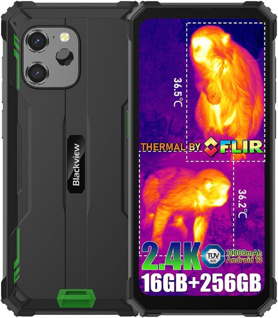 Blackview BV8900 Outdoor Smartphone 16(8+8)GB/256GB warmtebeeldcamera 10000mAh batterij NFC GPS OTG Groen
