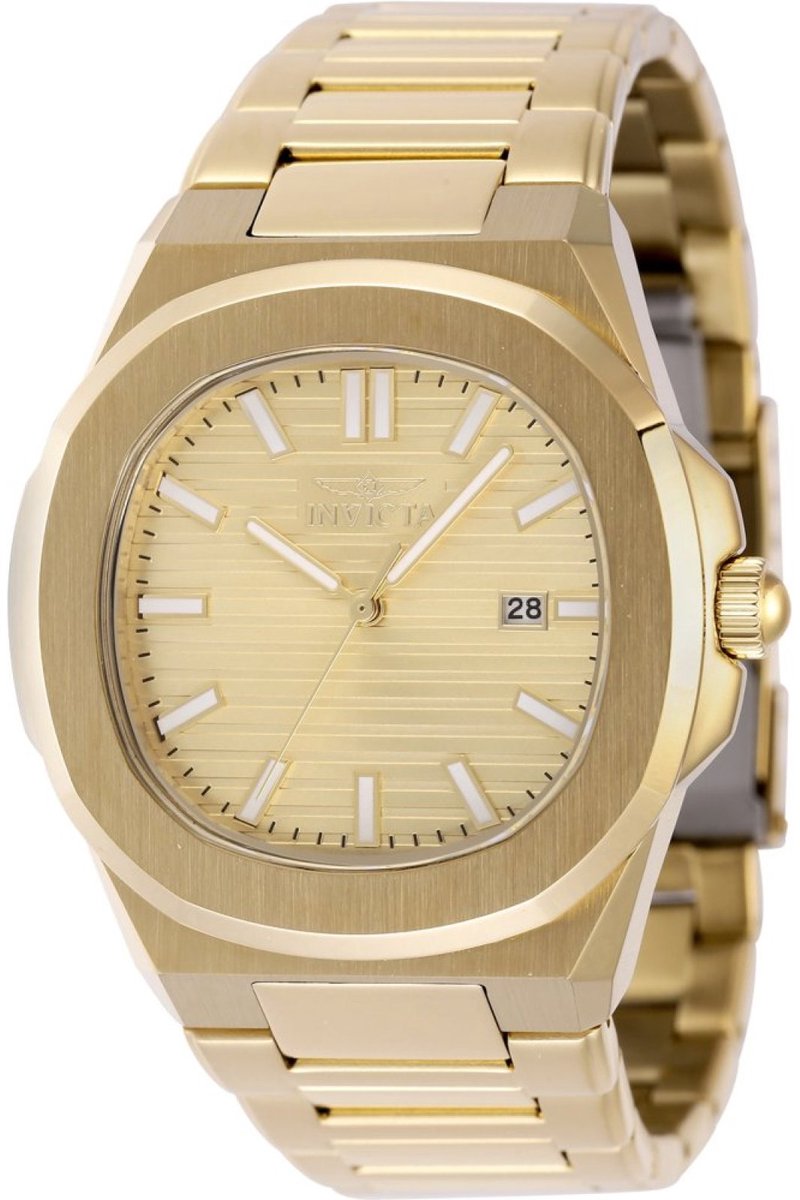Invicta Speedway 48520 Heren Horloge - Waterdicht - Analoog - Quartz Uurwerk - Roestvrij Staal met gouden Wijzerplaat - 41mm