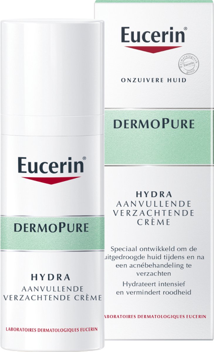 Goedkoopste Eucerin DermoPure HYDRA Aanvullende Verzachtende Crème - Dagcrème tijdens Acnebehandeling - Hydrateert - 50 ml