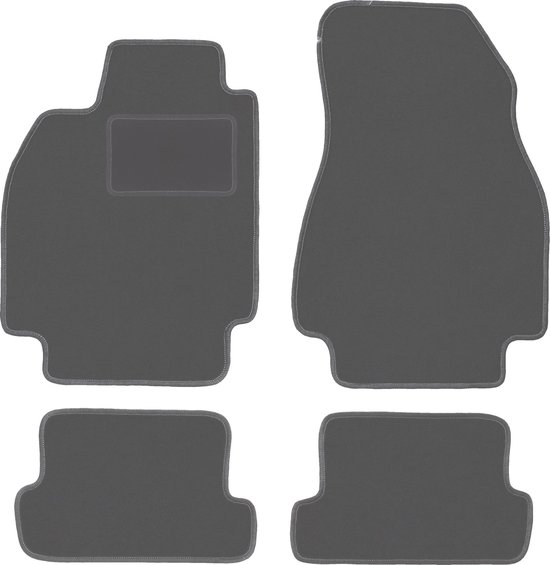 Set van vier grafietkleurige automatten, passend voor een Renault Megane II CC coupé.