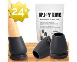 N'JOY LIFE - 24x Premium Stoelpoot beschermers Flexibel - Stoelpootdoppen 22-28 mm voor Ronde Stoelpoten - Rond 22-28mm - Anti-Kras Vilt - Vloerbescherming - Vloer Bescherming - 22/23/24/25/26/27/28 mm - BPK