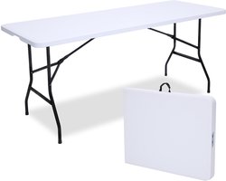 Brixy Inklapbare Tafel - Vouwtafel - 180 x 70 x 74 cm - Campingtafel - Tuintafel - Draagbaar - Wit