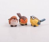 POCHY Kunstvogels, schuimveren vogels, beeldjes, tuinornamenten, kleurrijke kleine vogels voor doe-het-zelf tuin, bruiloft, knutseldecoratie, geel