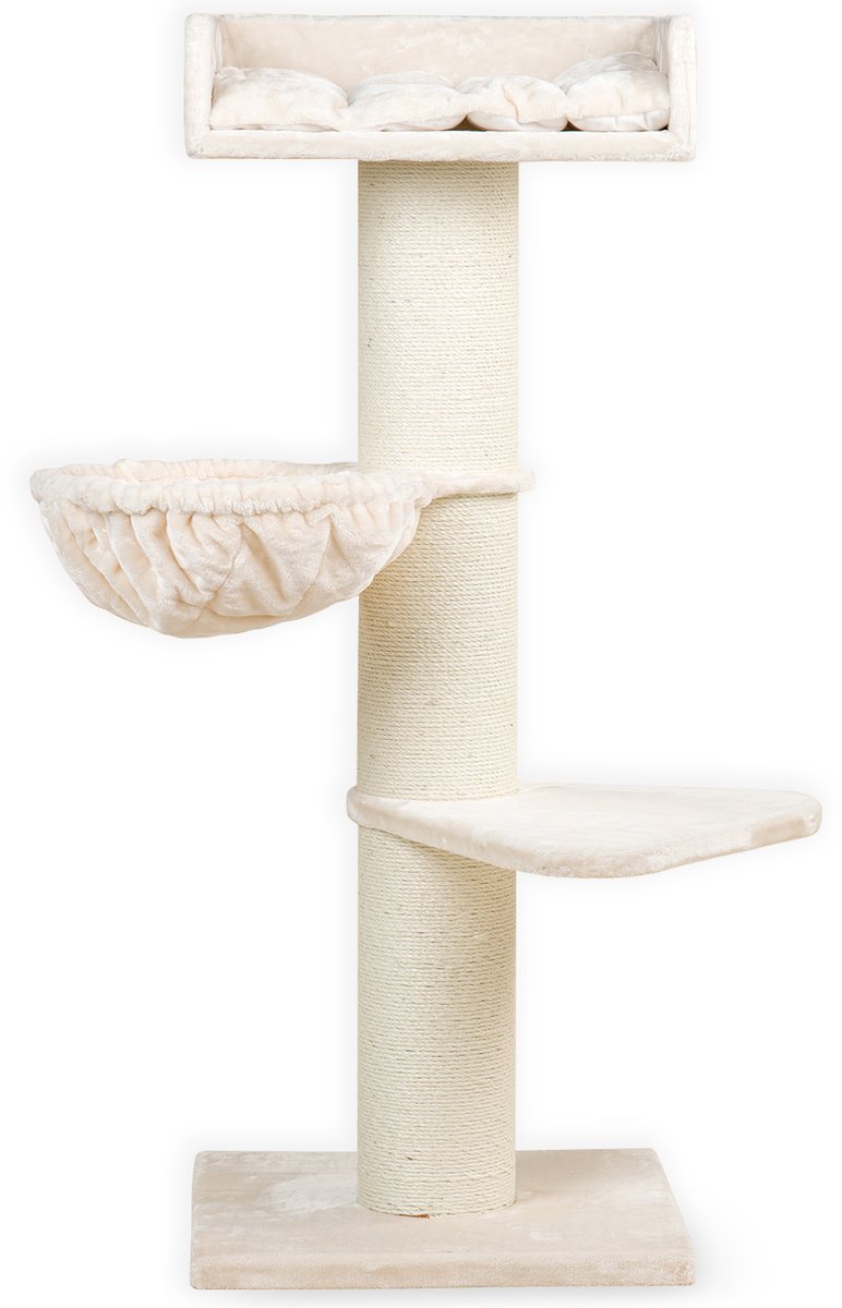 Bol.com RHRQuality Krabpaal Voor Grote Katten - Royalty de Luxe – 158 cm Hoog – Met Extra Dikke 20 cm Sisalpalen – Crème aanbieding