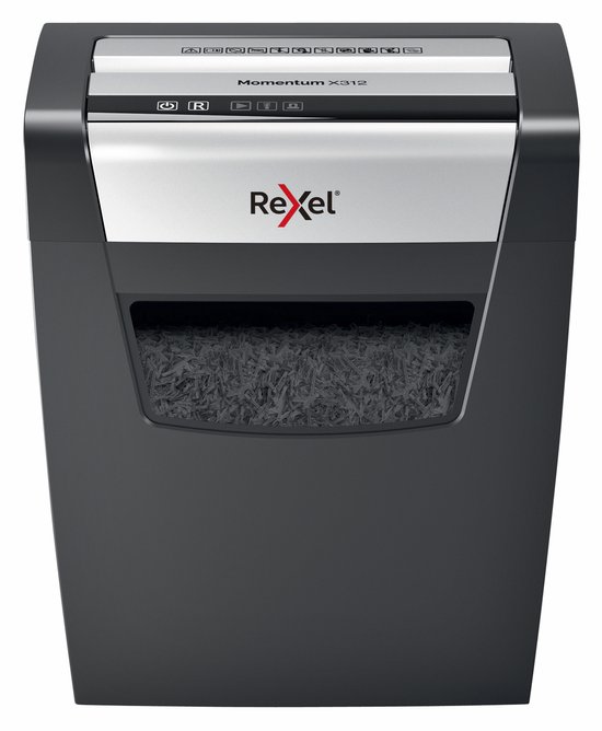 Rexel Momentum X312 Papierversnipperaar - P-3 Snippers - voor Kantoor En Thuiswerken - Tot 12 A4-Vellen - Zwart