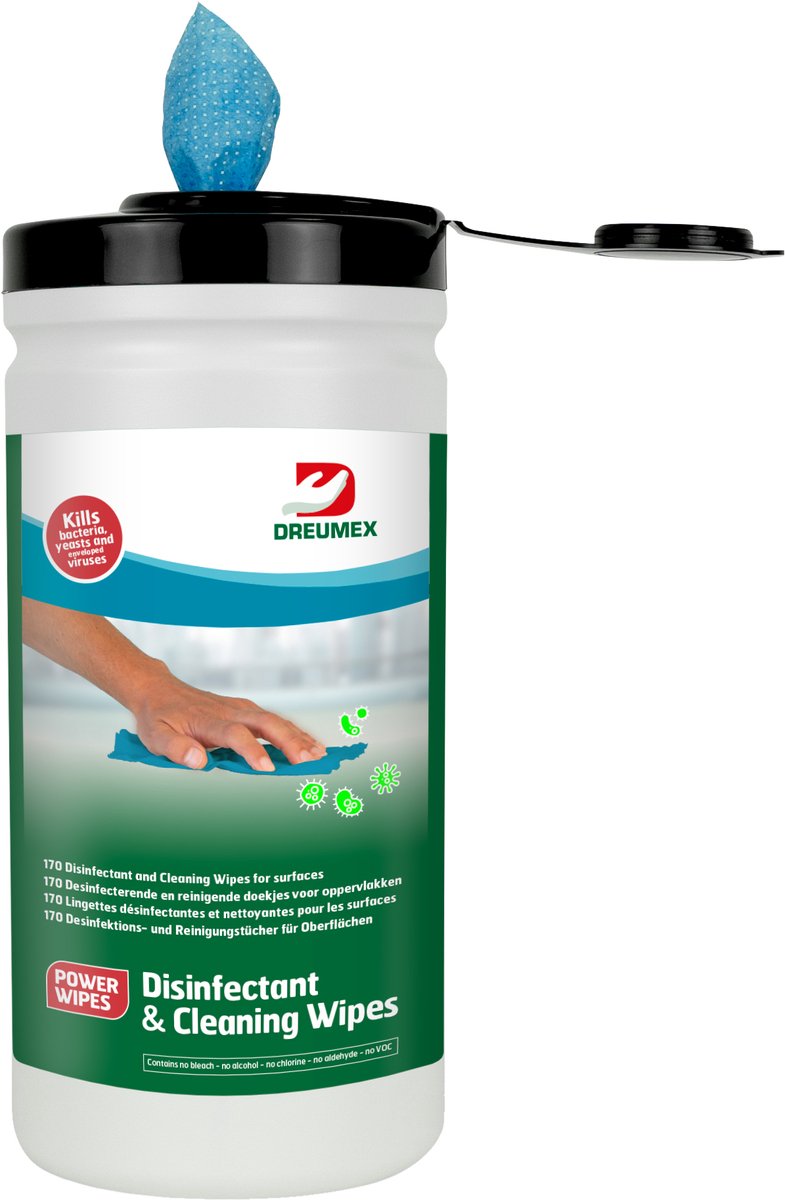 Desinfectiedoekjes Dreumex Disinfectant & Cleaning bus 170 stuks blauw | 6 stuks
