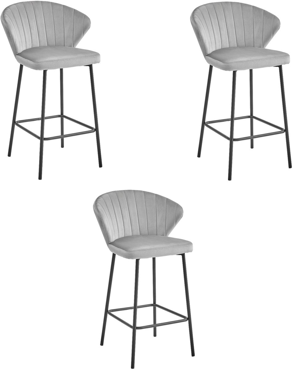 GATTA kruk - zilvergrijs fluweel / zwarte poten x 3