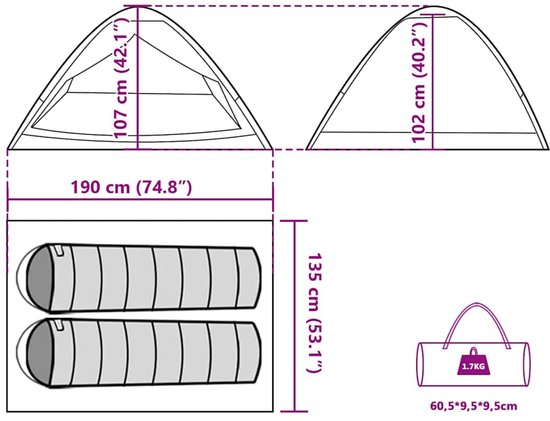 vidaXL - Koepeltent - 2-persoons - waterdicht - grijs - en - oranje van Vidaxl — afbeelding 5