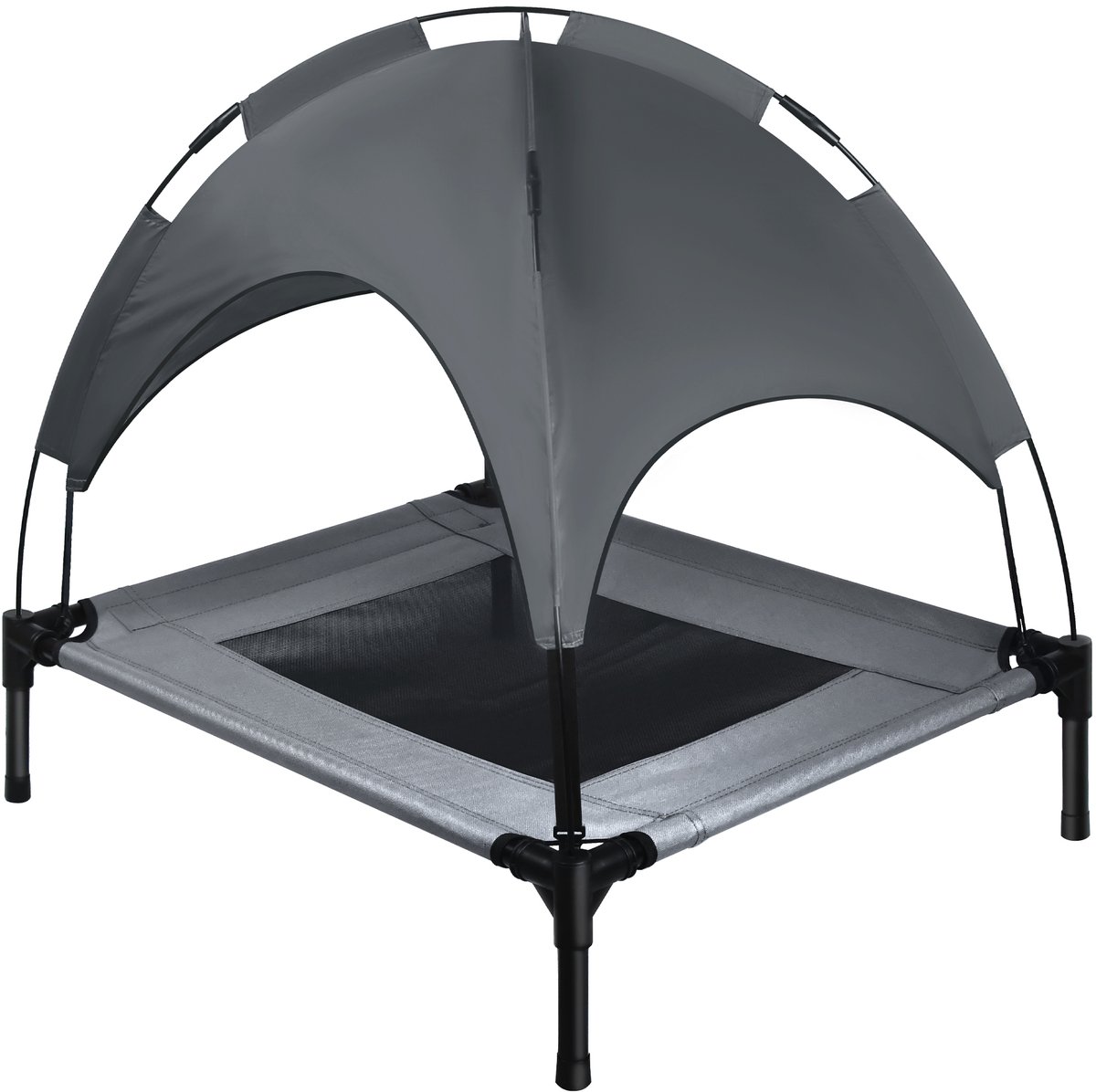 NAIZY 76x61cm Hondenbed Verhoogd Hondenbed Buiten Koel Huisdierbed Waterdicht Kattenbed met Luifel & Antislip Voetkussentjes Kattenbed, voor Binnen/Tuin