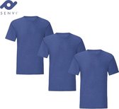 Senvi 3 pack T-Shirts Ronde hals - Maat S - Kleur: Royal Blauw Mêlee