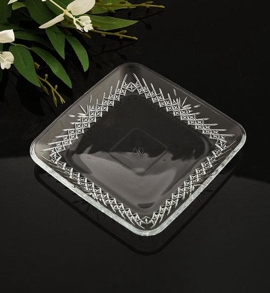 Pasabahce Timeless - glazen servies - Gebaksbord - verpakt per 6 - vierkant bord - 15 cm X 15 cm