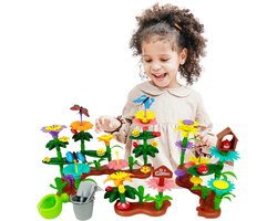 Bloemtuin Bouwpakket met Insecten 118 stukken- Bloemen Speelgoed Meisje 3-6 jaar Montessori Speelgoed 4 jaar- Cadeau meisje 3 4 5 jaar - Montessori Speelgoed 5 jaar 3 jaar
