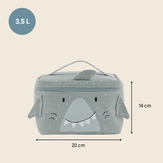 Trixie Lunchtas - Mr.Shark - Koeltas voor kinderen - Met naamlabel - Thermische Tas voor Lunch - Grijs - Haai van Trixie — afbeelding 2