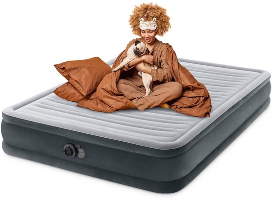Intex Comfort Plush luchtbed met ingebouwde pomp | Tweepersoons | 203 x 152 x 33 cm | Inclusief bijpassend hoeslaken + reparatiekit + twee slaapmaskers — afbeelding 5