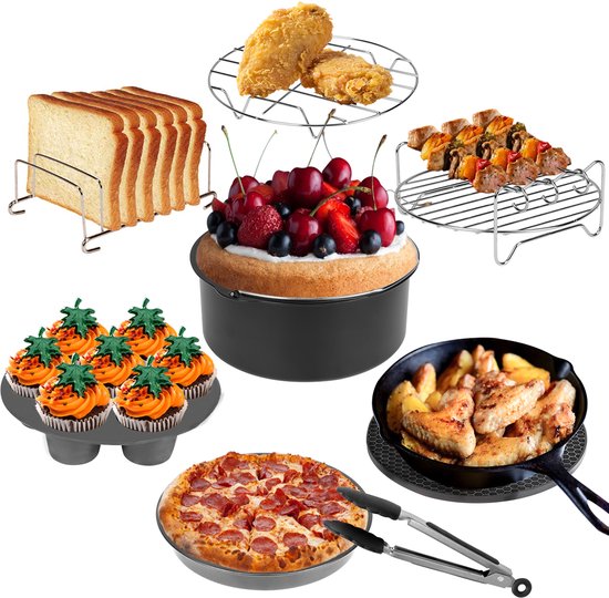 12-delige Accessoireset voor Heteluchtfriteuse Zwart - 12-delige - €36,09
