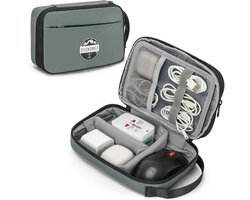 Kabel Organiser tas Compress It - Reismonkey – Grijs – Water- en schokbestendig etui - kabeltas met compressie