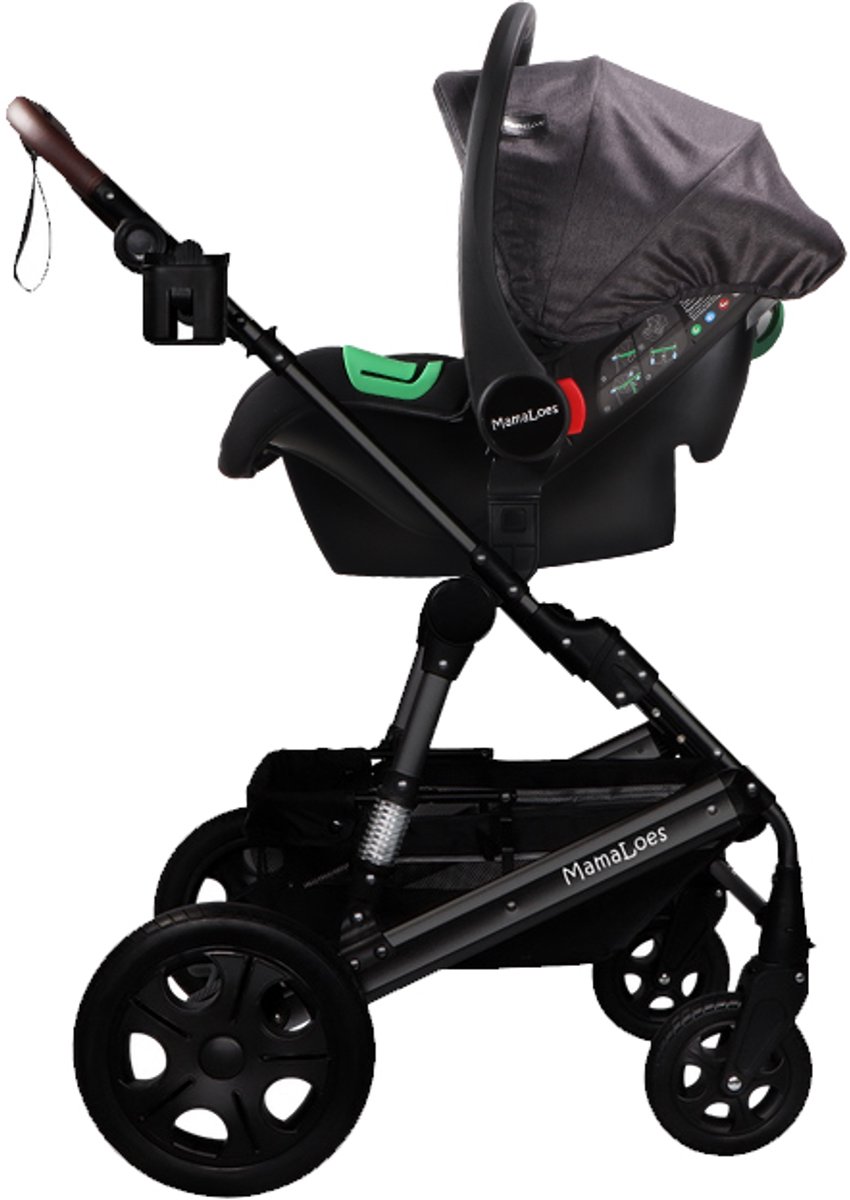 MamaLoes Marly 3 in 1 Kinderwagen - Zwart/Antraciet thumbnail 5