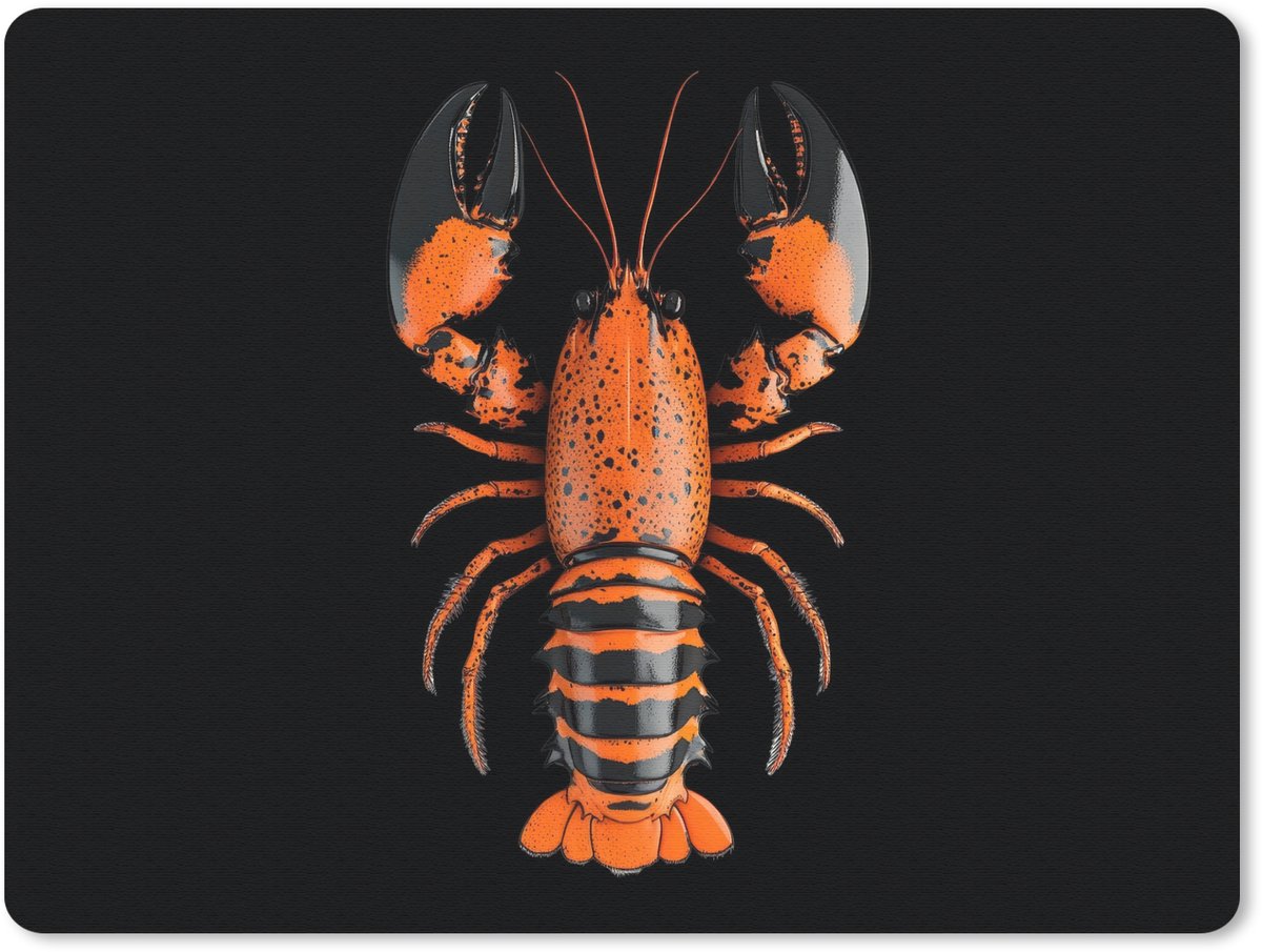 Muismat 23x19 cm - Mousepad Kreeft - Oranje - Zwart - Modern - Muismatten