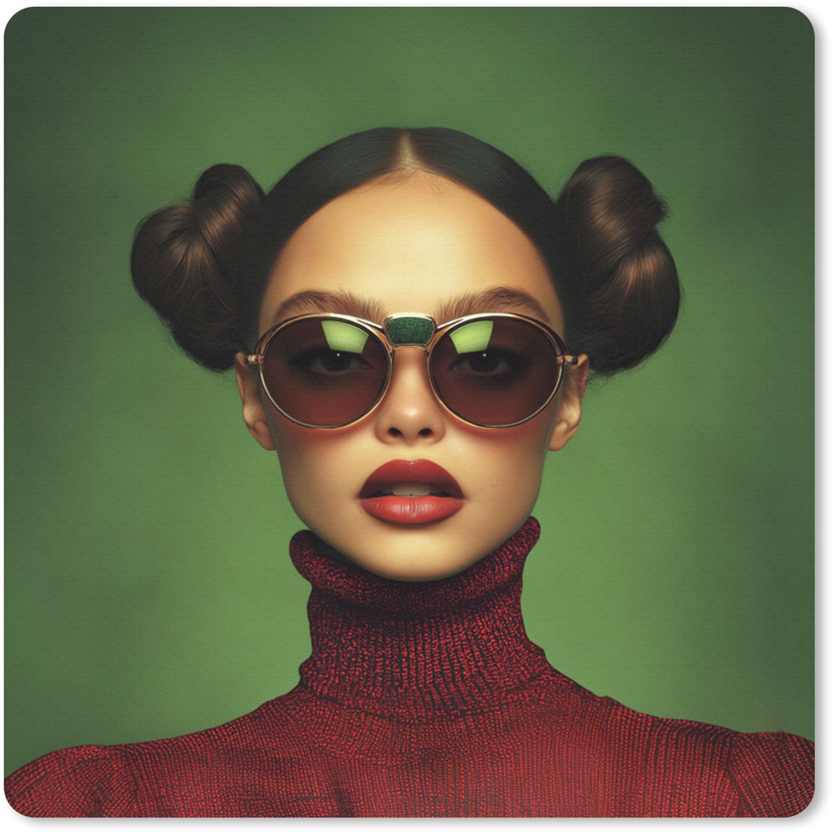 Muismat 30x30 cm - Mousepad Vrouw - Groen - Bril - Aesthetic - Modern - Muismatten