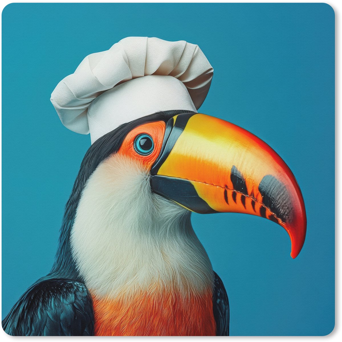Muismat XXL 50x50 cm - Bureau onderlegger - Bureau mat Toekan - Papegaai - Vogel - Koksmuts - Bureaumat - Gaming mousepad xl - Bureaulegger groot - Computer deskmat
