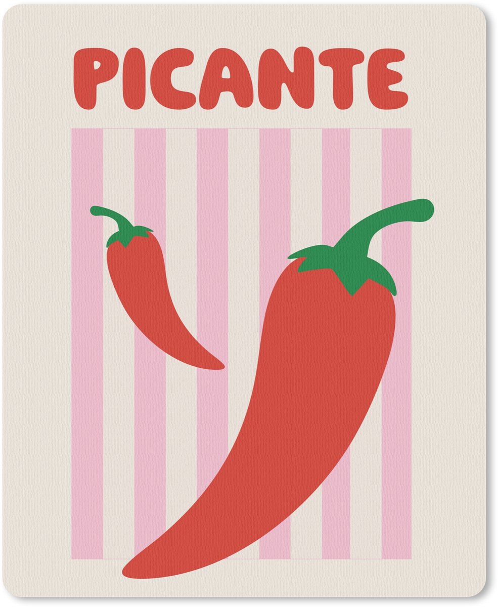 Muismat 19x23 cm - Mousepad Pittig - Pepers - Rood - Muismatten