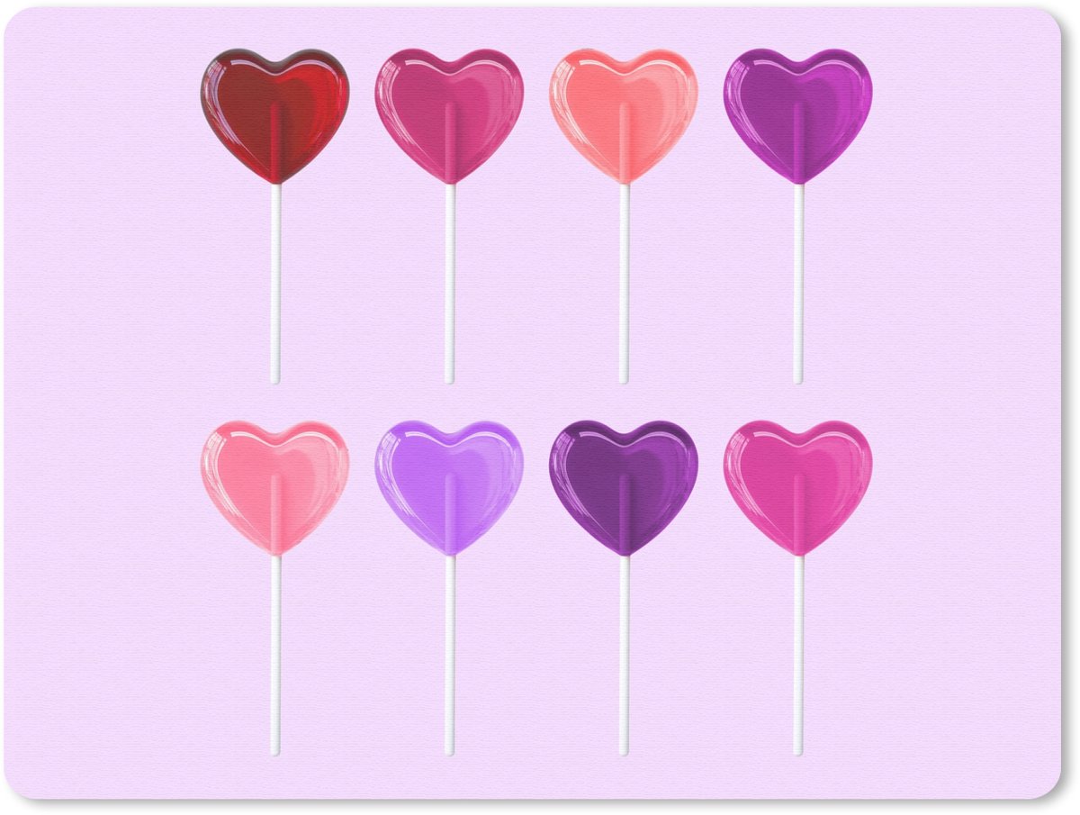 Muismat 23x19 cm - Mousepad Lolly - Hart - Roze - Snoep - Muismatten