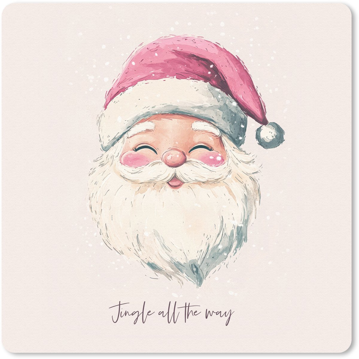 Muismat 30x30 cm - Mousepad Kerstman - Kerst - Quote - Beige - Muismatten