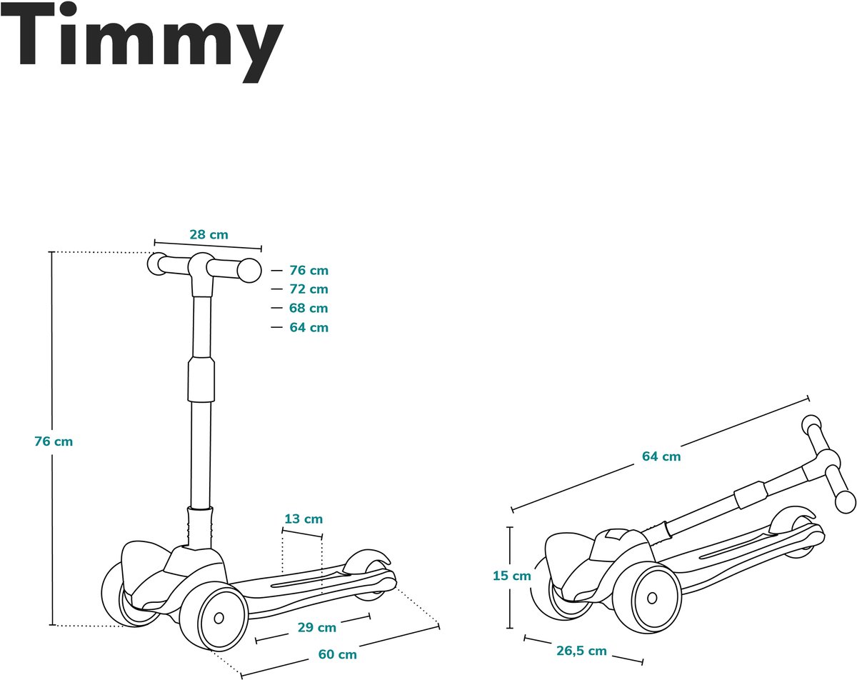 Lionelo Timmy Kinderstep - Balansstep voor kinderen - van 3 jaar - tot 50kg - verstelbaar - LED wielen - Anti-slip platform - Inklapbaar stuur - Verlichting in wielen & deck - Geen montage nodig — afbeelding 2