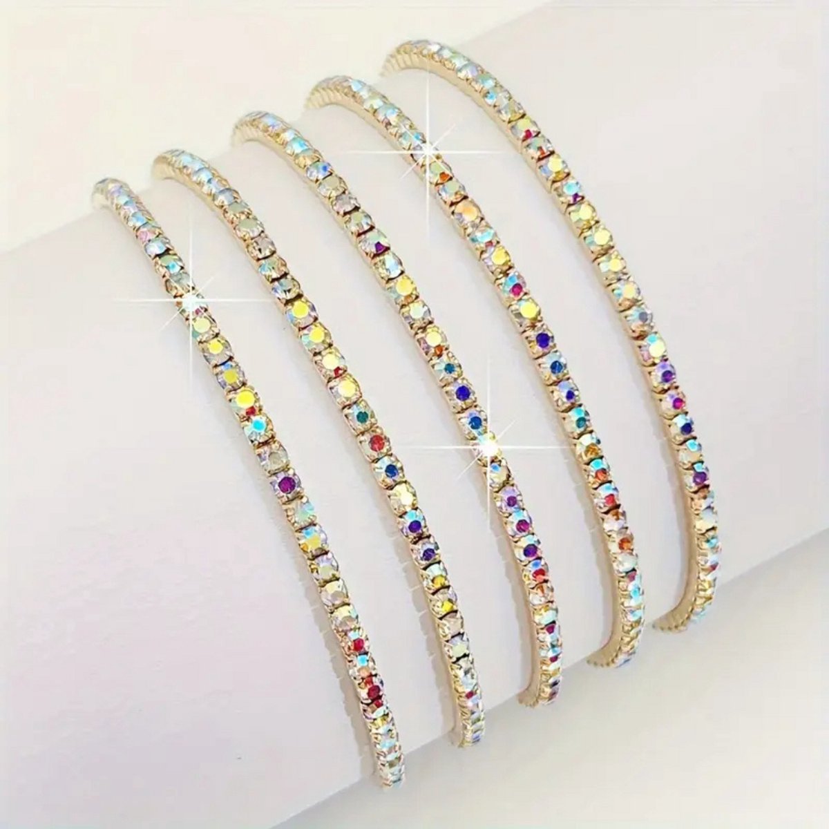 Nivard Armband - Staal - Nep Zilver - Dames - 5 St - Nep Goud/Regenboog