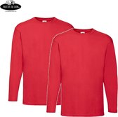 2 Pack Fruit of the Loom Value Weight Longsleeve T-shirt Rood Maat XXXL (3XL)