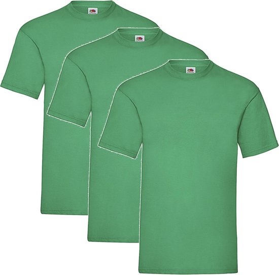 3 Pack - Fruit of The Loom - Shirts - Kids - Ronde Hals - Maat 104 - Kelly Groen