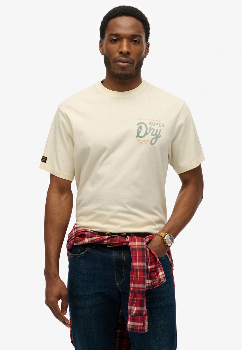 Superdry Tap Room Oversized T-shirt Heren T-shirts Wit