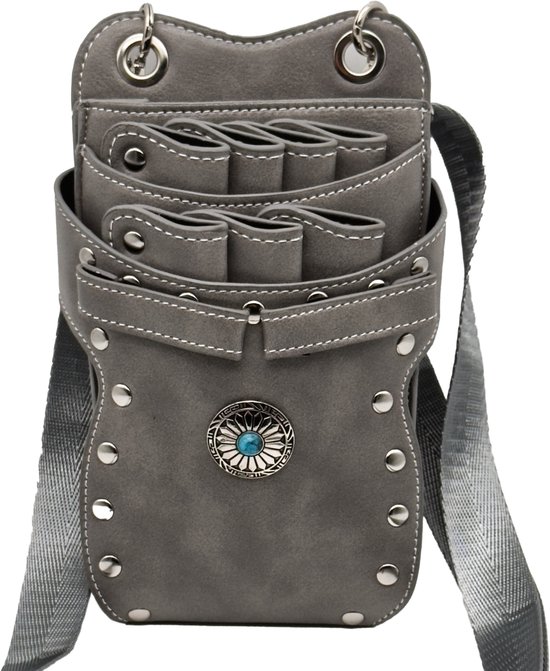 Somstyle Kapperstas - 13 x 21.5 CM - Kappers Heuptas - PU Leer - Scharen Holster - Grijs