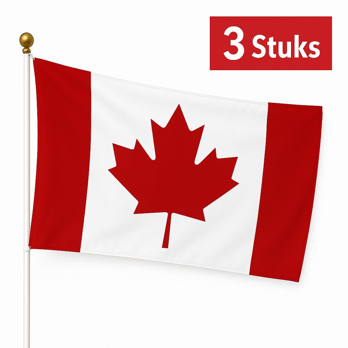 Partychimp Canadese Vlaggen – Vlag Canada – Voordeelverpakking 3 Stuks – 90 x 150 cm – Polyester
