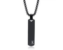 Nivard Ketting - Heren - Staal - Nep zilver - Met Hanger - Zwart - K