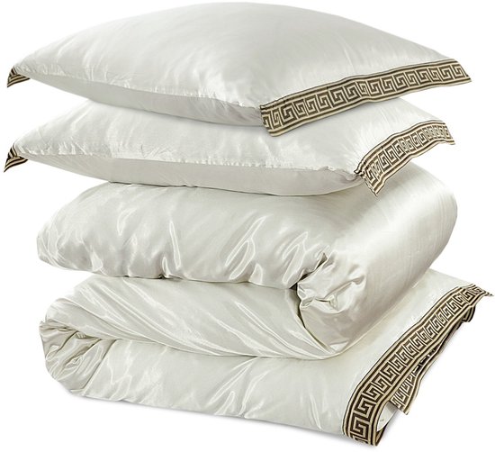 Housse de couette Beauty Silk Satin Dentelle Off White 140x200/220 + 1 taie d'oreiller