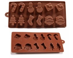 Kerst Chocoladevorm - Vorm voor Chocolaatjes, BonBons, IJsblokjes, Gummies - Siliconen Mal voor kerst met Sneeuwpop, Kerstboom, Kerstman etc.