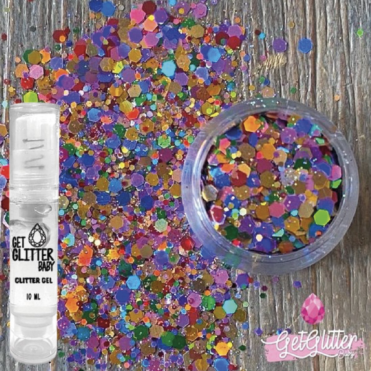 GetGlitterBaby® - Biologische / Biologisch afbreekbare Rode Gele Blauwe Groene Paarse Chunky Festival Glitters Lichaam en Gezicht Jewels / Biodegradable Face Body - Roze / Rood / Geel / Blauw / Oranje / Groen / Paars en Glitter Gel Balm HuidLijm