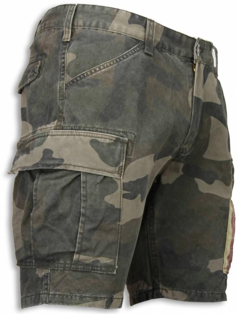 Korte Broeken Heren - Slim Fit Camouflage Shorts - Groen | bol.com