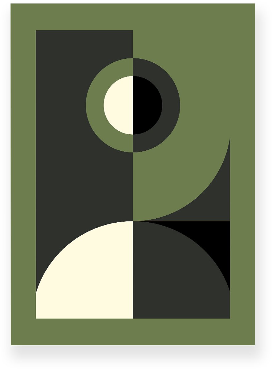 Yisual Aluminium plaat 30x40 cm - Poster - Abstract Design - Zwart - Groen - Abstract - Vintage - Muurdecoratie - Wanddecoratie Beige